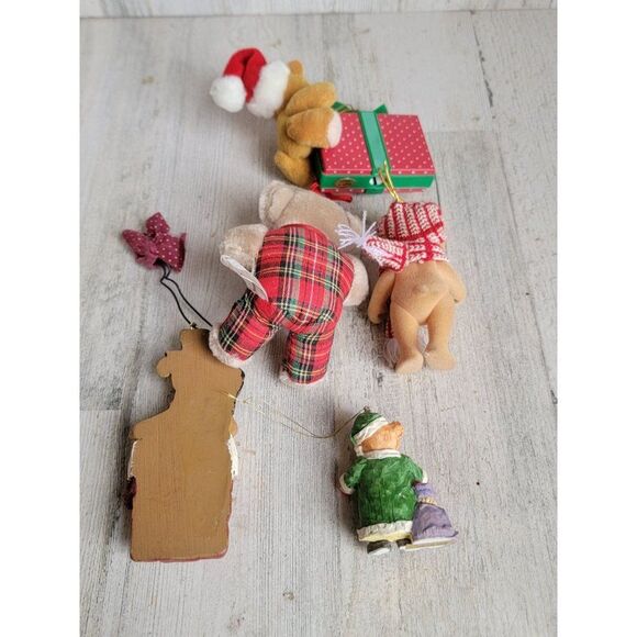 Vintage plush teddy bear coat Santa hat merry Xmas ornament variety home decor - Picture 7 of 10